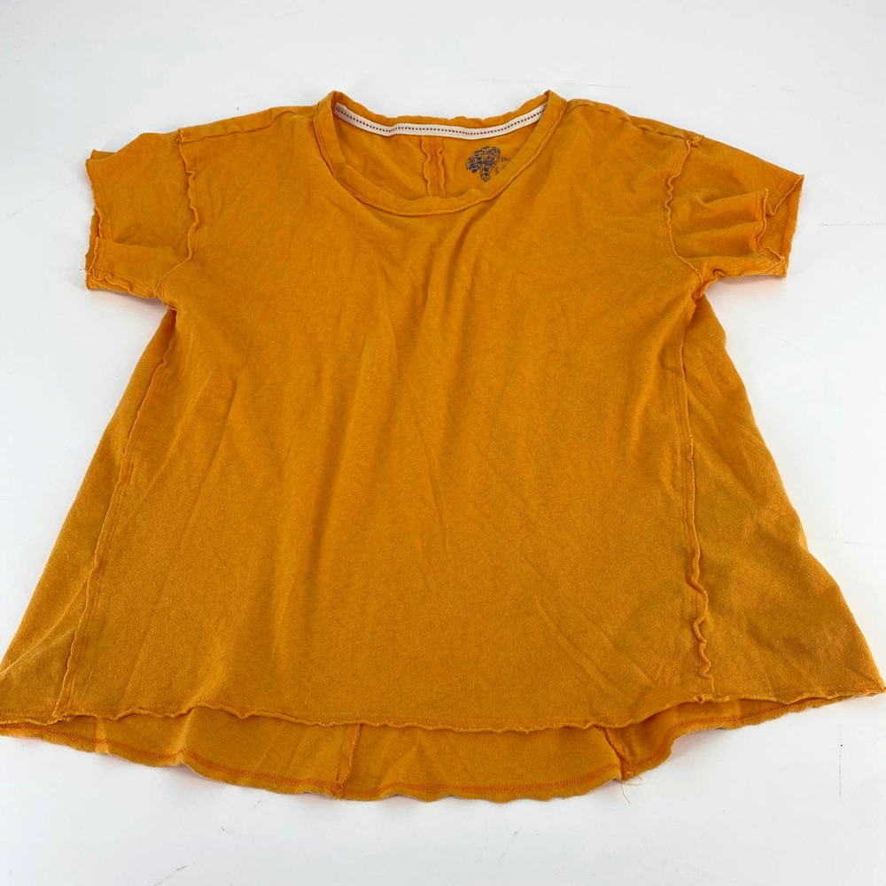 Pilcro  shirt linen size XS orange short sleeve top casual anthropologie